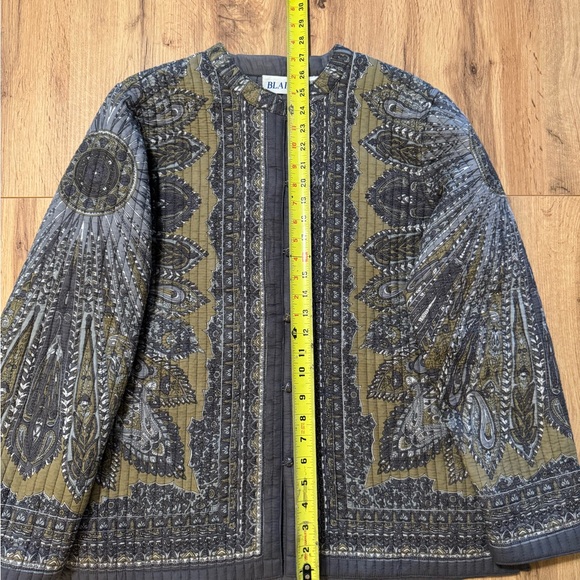 Blair Paisley Reversible Jacket Womens L Gray and Gold Quilted Coat - Picture 7 of 10